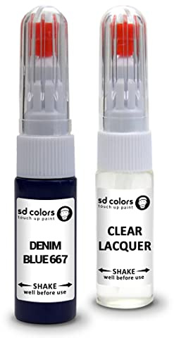SD COLORS Denim Blue 667 Reparaturset, kompatibel mit Mercedes New Lackstift, 20 ML, für Kratzer, Chips, Farbcode 667 Denimblau (Lack + Lack)