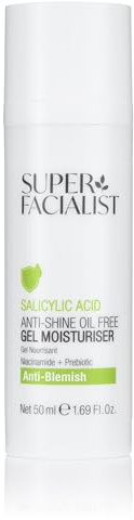 Super Facialist Anti Blemish Clarifying Gel Moisturizer mit Salicylsäure – Feuchtigkeitsspendende ölfreie Gesichtscreme mit Niacinamid zur Aknebehandlung & Mitesserentferner, vegan freundlich – 50 ml