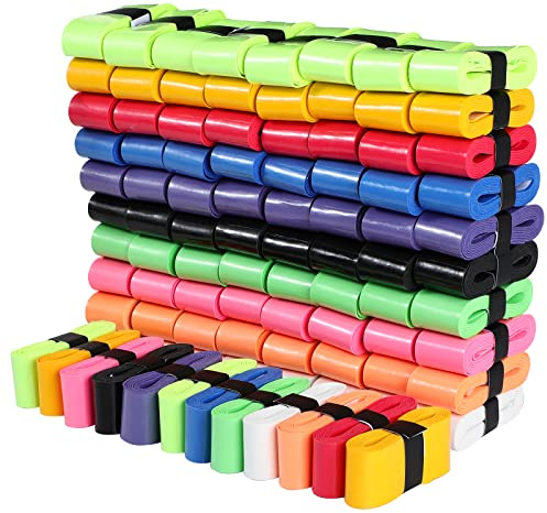 Pangda 100 Pieces Tennis Badminton Racket Overgrips Bulk Tennis Racket Grip Tape for Anti-Slip and Absorbent Grip (Colorful)