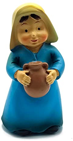 Acan Tradineur Pastorella con Brocca Naif per Presepe - Realizzato in Marmolina - Figura Decorativa Divertente per Nascita, Natale, Decorazione Tradizionale - 9,7 x 5 x 4 cm