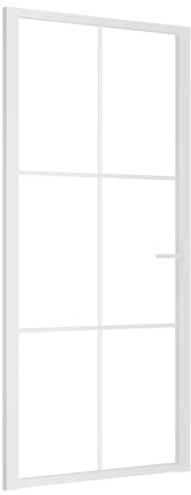 vidaXL Innentür Modernes Design Glastür Komplettset Zimmertür Tür Drehtür Wohnungstür mit Montagezubehör 93x201,5cm Weiß ESG-Glas Aluminium