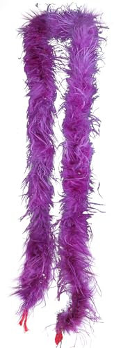 Federboa Weihnachtsboa, 200CM Federboa Flauschige Straußenfeder Verkleidungszubehör Halloween Handwerk Hochzeitsdekoration Girlande Federschal Damen Mädchen Karnevals Kostüm Accessoire,Lila