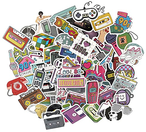 Aufkleber Scrapbooking 80er 90er Tanz Disco Aufkleber Ästhetik Retro Vintage 80er 90er Abziehbilder für Mobile Bike Skateboard