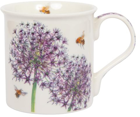 Lesser & Pavey British Designed Coffee Mug | Ceramic Coffee Mugs for Home or Work | Large Mugs for Hot Drinks | Bee Tanical Allium Tea and Coffee Cups - Sarah Boddy