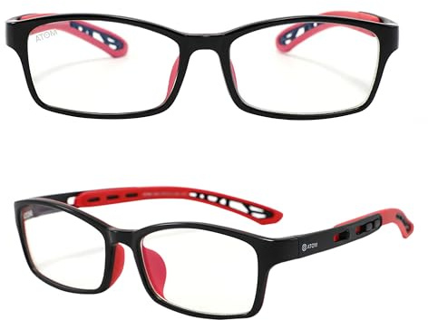 ATOM Blue Light Blocking Glasses for Kids (Age 5-12) - 100% UV Protection & Anti Glare Blue Rays Blocking Eyeglasses for Computer & Gaming | Adjustable Frame Eyewear for Boys & Girls