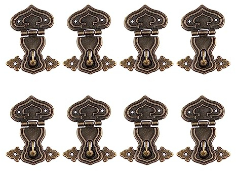 FSSTUD 8 Pcs Small Antique Bronze Hasp Mini Box Padlock Latch Decorative Vintage Lock Clasp Wooden Box Locking Hasp Jewelry Box Latches Hardware