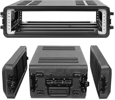 Diandian 2U Rack Case Shallow 11 Depth, 19 Rackmount Flight Case, Watertight Dust-Proof, Shock Mount for Amplifier, Pro Audio, DJ Mixer, Effects with Microphone Compartments