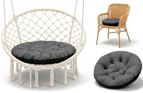Amazinggirl Coussin Chaise Suspendu et rotin Jardin 60 cm - Rond Coussins de Fauteuil siège Suspendue et papasan papasan pour extérieur et intérieur Graphite Teinte B