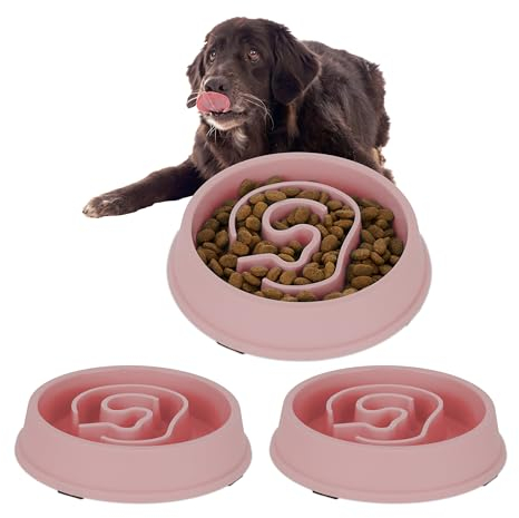 3 x anti-sling-skålar, matskålar för hundar, 650 ml volym, för långsam ätning, hundskål diskmaskinssäker, rosa (3)