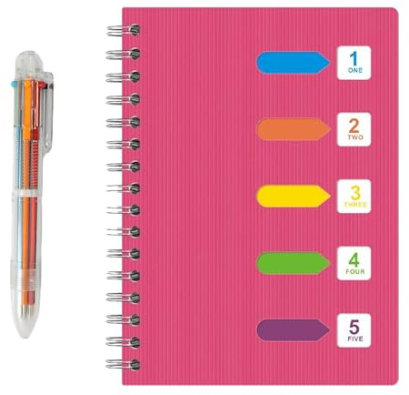 A5 Anteckningsregister, anteckningsbok register A5-ringbokslinjerad, anteckningsbok med registret A5-linjerad spiralbunden 240 ark, anteckningsbok med register A5 för studenter kontor, skrivplanerare