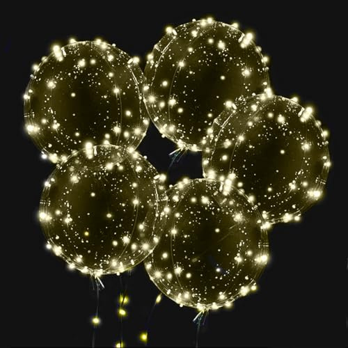 10 Stück Leuchtende Luftballons, 20 Zoll Helium Ballons LED Luftballons mit 3m Lichterketten,Bobo Luftballons für Party Hochzeit Deko Valentinstag (Warmweiß)