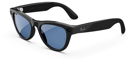Ray-Ban Meta (Gen 1) Skyler, Shiny Black | Smart AI Glasses for Men, Women — 12 MP Camera, Open-Ear Speakers for Audio, Video Recording, Bluetooth — Transitions® Cerulean Blue — Wearable Technology