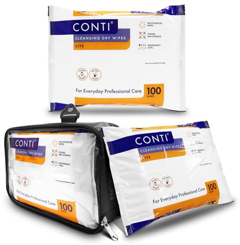 RE-GEN Distributeur de lingettes sèches FlexPouch et lingettes nettoyantes pour patients Conti Lite 24 x 18 cm, paquet unique | Lingettes de soins personnels professionnelles | Idéal pour les maisons