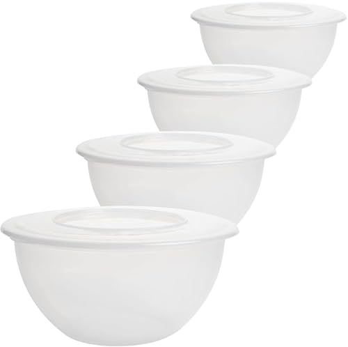 SUSTANIA Schüssel mit Deckel 5l, 4x Salatschüssel mit Deckel, Rührschüssel Set, Schüssel Set, Plastikschüssel BPA-frei, Transparent Schüsseln, Rührschüssel mit Deckel Model Tina, Made in EU