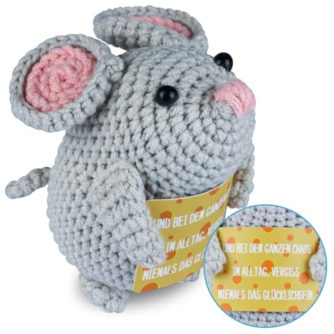 WenmthG Glücksbringer Pocket Hug Maus Kartoffel - Mutmacher, Gute Besserung, Positives Geschenk mit Maus-Puppe