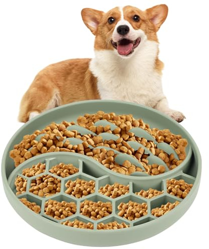 Gamelle anti-glouton pour chats et petits chiens, alimentation lente, tapis anti-fuite de 20 cm avec de grandes ventouses