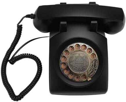 ciciglow Telefono Fisso retrò, Stile Vintage Anni '60 con Suoneria Meccanica, per Ufficio Domestico, Decorazione da Scrivania (Black)