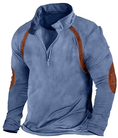 Generisch Nicki Pullover Herren Herren-Pullover mit halbem Reißverschluss, einfarbig, für Jugendliche, Ethno-Pullover mit halbem Reißverschluss, Herrenpullover Sweatshirt Gefüttert (Navy, XXL)