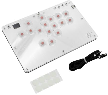 Sarini Teclado de lucha,consola de juegos Ar-cade de 16 botones,controlador de juego Ar-cade Joy-stick sin palo con RGB personalizado para PC/P-S4/PS3/Switch