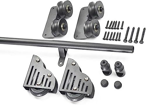 CATANK Rollleiter-Hardware-Bibliothek, Schiebeleiter-Hardware-Kit 3,3 Fuß – 20 Fuß, runde Rohr-Mobilleiterschiene, mit Bodenrollenrädern + Verlängerungsschiene (Größe: 3,3 Fuß/100 cm Schi
