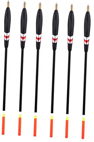 HANABASS 6pcs Wood Fishing Bobbers Large Buoyancy Thick Tail Eye-catching Fishing Floats for Outdoor Tackle