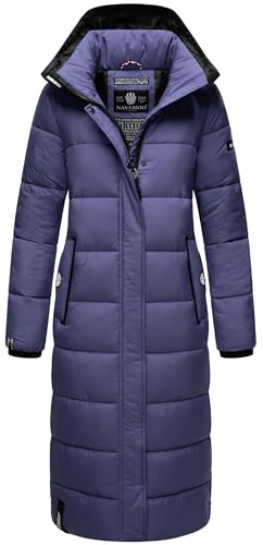 Navahoo Damen Wintermantel warmer Steppmantel lang mit abnehmbarer Kapuze Isalie XS-3XL