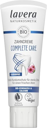 lavera Zahncreme Complete Care Fluoridfrei - 5-facher Schutz - Bio-Pflanzenwirkstoffe - Bio Echinacea & Calcium - Vegan - Naturkosmetik - 75 ml (Packung mit 5)