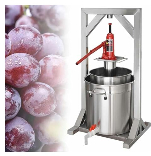 TAIPINGOZ Pressoir à Fruits Manuel, Pressoir à Vin, Pressoir à cidre en Acier Inoxydable avec système hydraulique for cidre, vinification et Fournitures(12L)