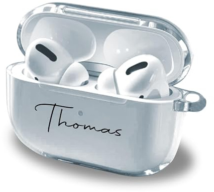 Custodia per AirPods personalizzata 2 lati per Apple AirPods 3 Pro 2 Pro 1 | custodia protettiva in morbido TPU fai-da-te nome e Testo, custodia regalo personalizzata con portachiavi cordino