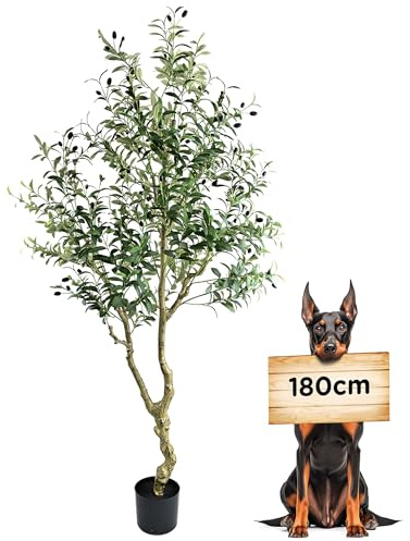 Künstlicher Olivenbaum 180cm Kunstpflanze wie echt Üppig Künstliche Pflanzen Olivenbaum Deko Kunstbaum für Wohnzimmer Schlafzimmer Büro