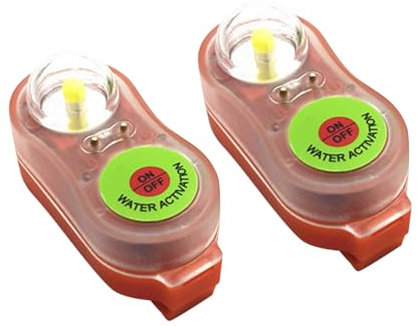 Veilleuse LED pour veste |Balise de localisation personnelle 2pcs pour la navigation de plaisance,La lumière stroboscopique de sécurité ultra lumineuse activée par l'eau se fixe facilement au gilet d