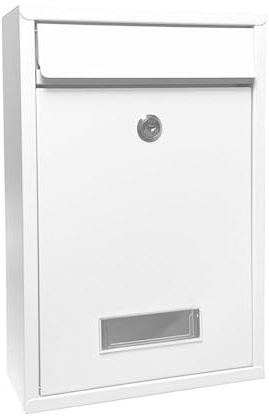 Cassetta postale in acciaio zincato bianco, resistente alla corrosione, ideale per esterni e sicurezza della posta.