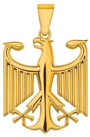 Soul-Cats Halskette mit Bundesadler Anhänger aus 316L Edelstahl, handpoliert, in Silber oder Gold, verschiedene Ketten & Längen 55–70 cm, Geschenkverpackung