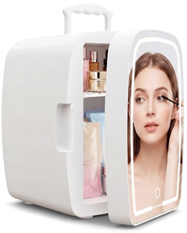 Upstreman 6L Frigorifero Cosmetico, Mini Frigo da Camera, Illuminazione LED a 3 Livelli, Silenzioso e Portatile per Camera da Letto, Ufficio, Studentato, TF06 PRO