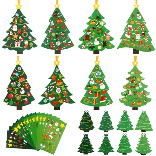 MELLIEX 16 Stück Weihnachten Bastelsets für Kinder, DIY-Aufkleber und Weihnachtsbaum basteln Set, Perfekt für Lustige Winteraktivitäten und Weihnachtsdekorationen
