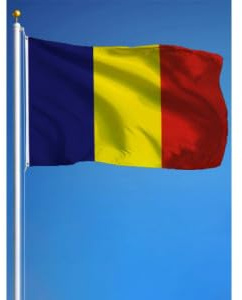 Drapeau Roumanie 90x150 cm – Roumain – Polyester Premium avec Œillets en Laiton – Coutures Renforcées et Couleurs Vives – Idéal Intérieur/Extérieur, Supporters et Décoration