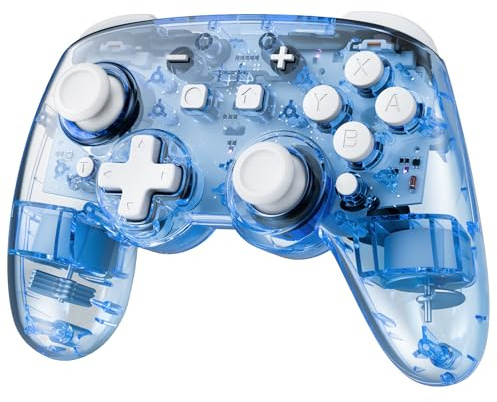 Manette Switch 2 Sans Fil Compatible avec Nintendo Switch 2/OLED/Lite, RGB Switch Manette Pro Sans Fil, Switch Pro Controller avec 7 Couleurs de LED/Hall Effect/Palette/Fonction Double Turbo, Bleu