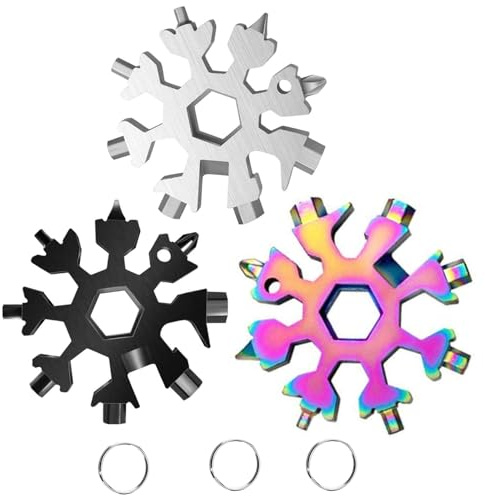 3Packs Snowflake Multi Tool, 18-in-1 Stainless Steel Snowflake Multitool for Bottle Opener and Flat Phillips Screwdriver Kit/Wrench,Christmas Gifts for Men Adults Dad,Gadgets for Outdoor Camping Daily