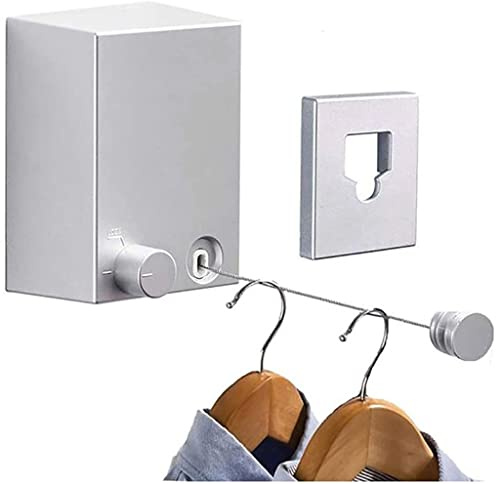 UJKNTDU 4M Retractable Clothesline Wall-Mounted Outdoor Washing Clothes Hanger Laundry Drying Line Balcony Invisible Drying Lines