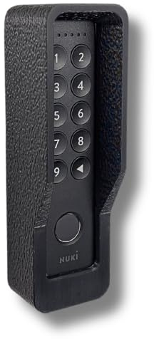 Generisch Wall Mount Compatible with Nuki Keypad 2 - Anti-Theft Cover with Torx Security Screw - Weather Protection - Plaster Like Surface - Black (with Roof, Coarse)