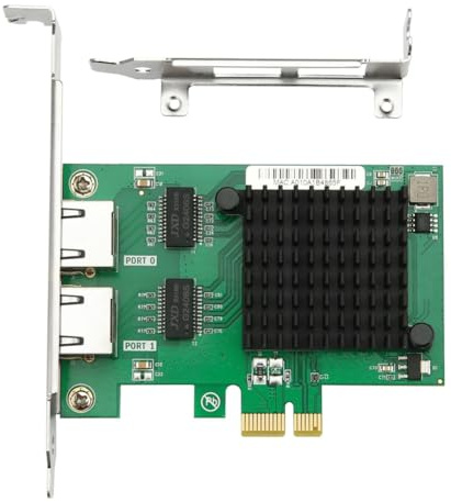 Akfldms Tarjeta de Red Ethernet Gigabit I350-T2 PCIE X1, Dual RJ45, Nic Interna para Servidor, 10/100/1000Mbps para PC de Escritorio.