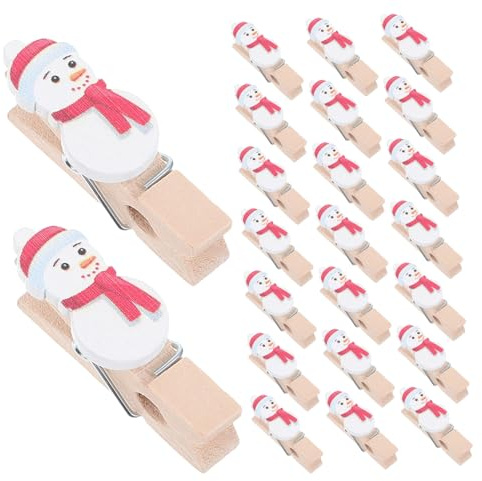 ABOOFAN 50 Pezzi Molletta Portafoto in Legno con Pupazzo di Natalizio Clip Decorativa per Foto per Decorazioni Natalizie e Uso Domestico