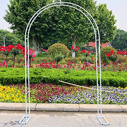Trädgårdsspaljé i metall för klättringsväxter bröllop rosbåge 19 mm rörstöd, väderbeständig och fristående utomhus trädgårdsdekoration (vit 280 x 22 cm)