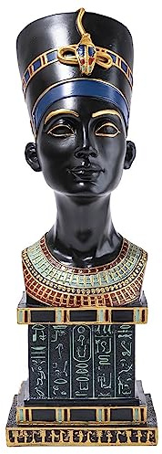 lachineuse – Busto Egipcio Nefertiti 34 cm – Busto Reina egipcia – Estatua decoración egipcia – Figura de Objeto Egipcio – Color Negro y Dorado con jeroglíficos – Idea de Regalo Original Deco
