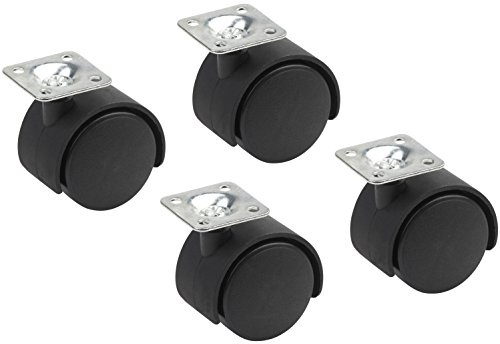 Metafranc Doppelrollen Ø 50 mm - 40 x 40 mm Platte - Kunststoff-Räder - Harte Lauffläche - Gleitlager - 50 kg Tragkraft - 4 Stück / Transportrolle / Containerrolle / Möbelrolle / 418600 | 40 x 40 mm Platte – Harte Lauffläche – 50 kg Tragkraft – Transportrolle – Containerrolle – Möbelrolle – mehrteiliges Set