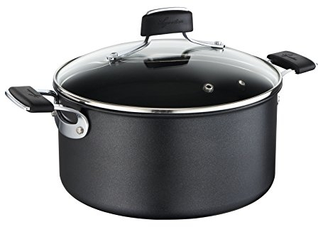 Lagostina Tempra Casseruola Fonda 2 Maniglie con Coperchio in Vetro, Antiaderente Multistrato, Adatta All'Induzione, Alluminio, Nero, Diametro 20 cm