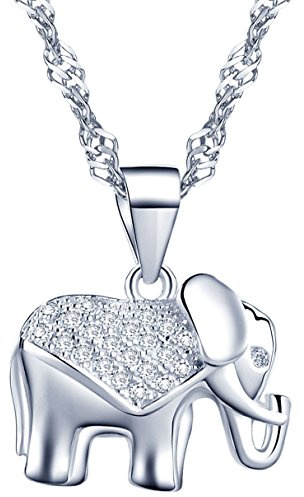 Unendlich U 925 Sterling Silber Damen Halskette mit Elefant Zirkonia Anhänger in Weihnachtsstrumpf für Geburtstag