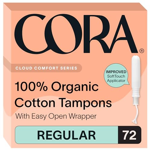 Cora Organic Cotton Tampons (72 Regular Tampons)