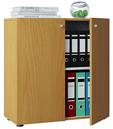 VCM Büroschrank 70x40x74 cm 2 Türen 2 Fächer Aktenschrank Standschrank | Geschlossener Stauraum für Akten und Ordner - Arbeitszimmer oder Studierzimmer - Berufstätige und Studierende - Holzwerkstoff