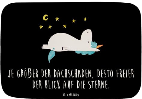 Mr. & Mrs. Panda Badteppich Einhorn Sternenhimmel - Geschenk, Einhorn Deko, Badvorleger, Einhörner, Dachschaden, Duschvorleger, Badezimmerteppich,